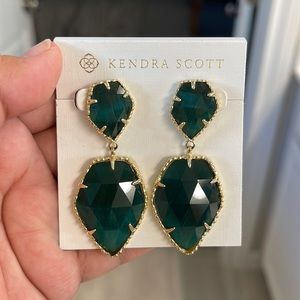 Kendra Scott Emerald Green and Gold Earrings